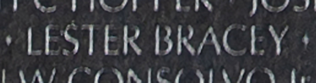 Lester Bracey's name inscribed on The Wall